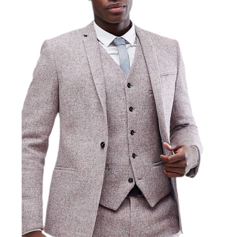NOAK Skinny 100% Pure New Wool Jacket Harris Tweed - Picture 2 of 5